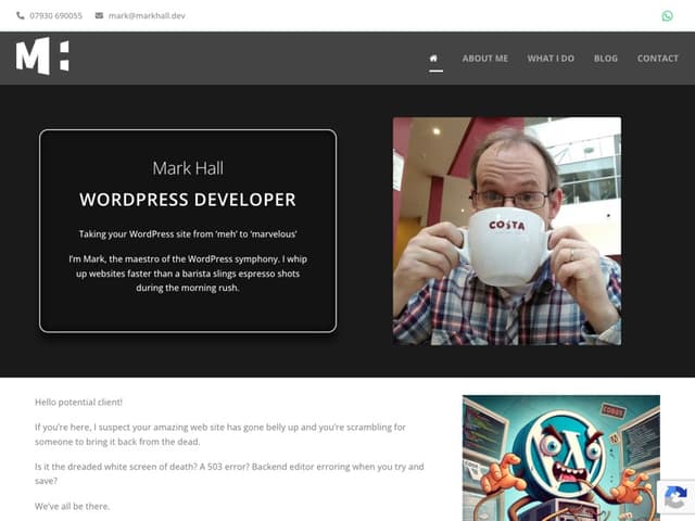 Screenshot of markhall.dev homepage