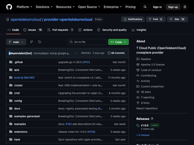 Screenshot of T Cloud Public provider homepage